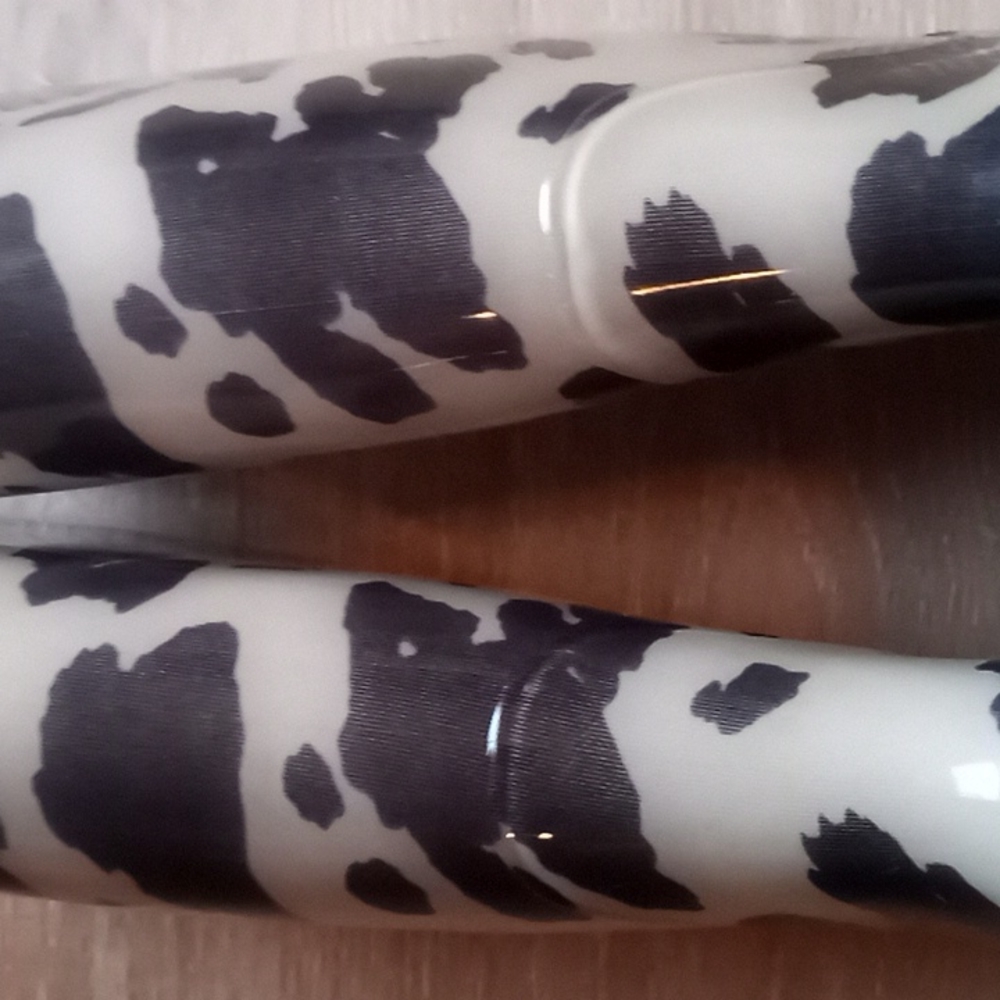 Women's Chinook Tall Rain Boots Cow Print Chunky Heel - Picture 8 of 13
